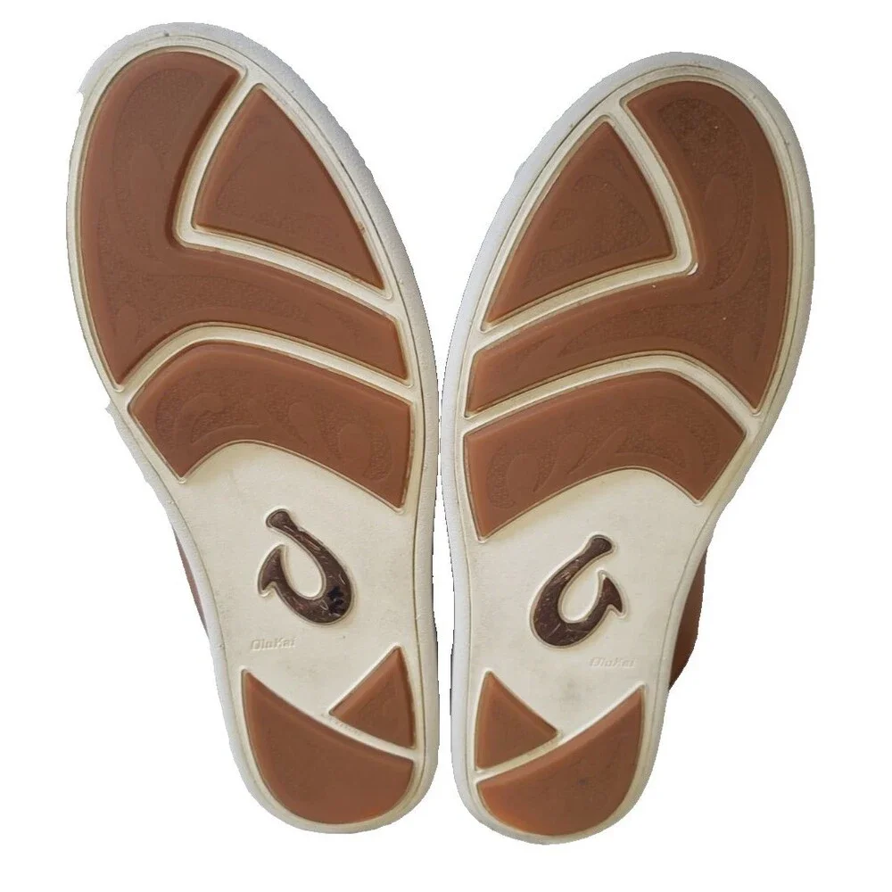 Olukai Nalukai 10379-FX19 Drop In Heel Brown Leather Loafer Slip On Men's SZ 10